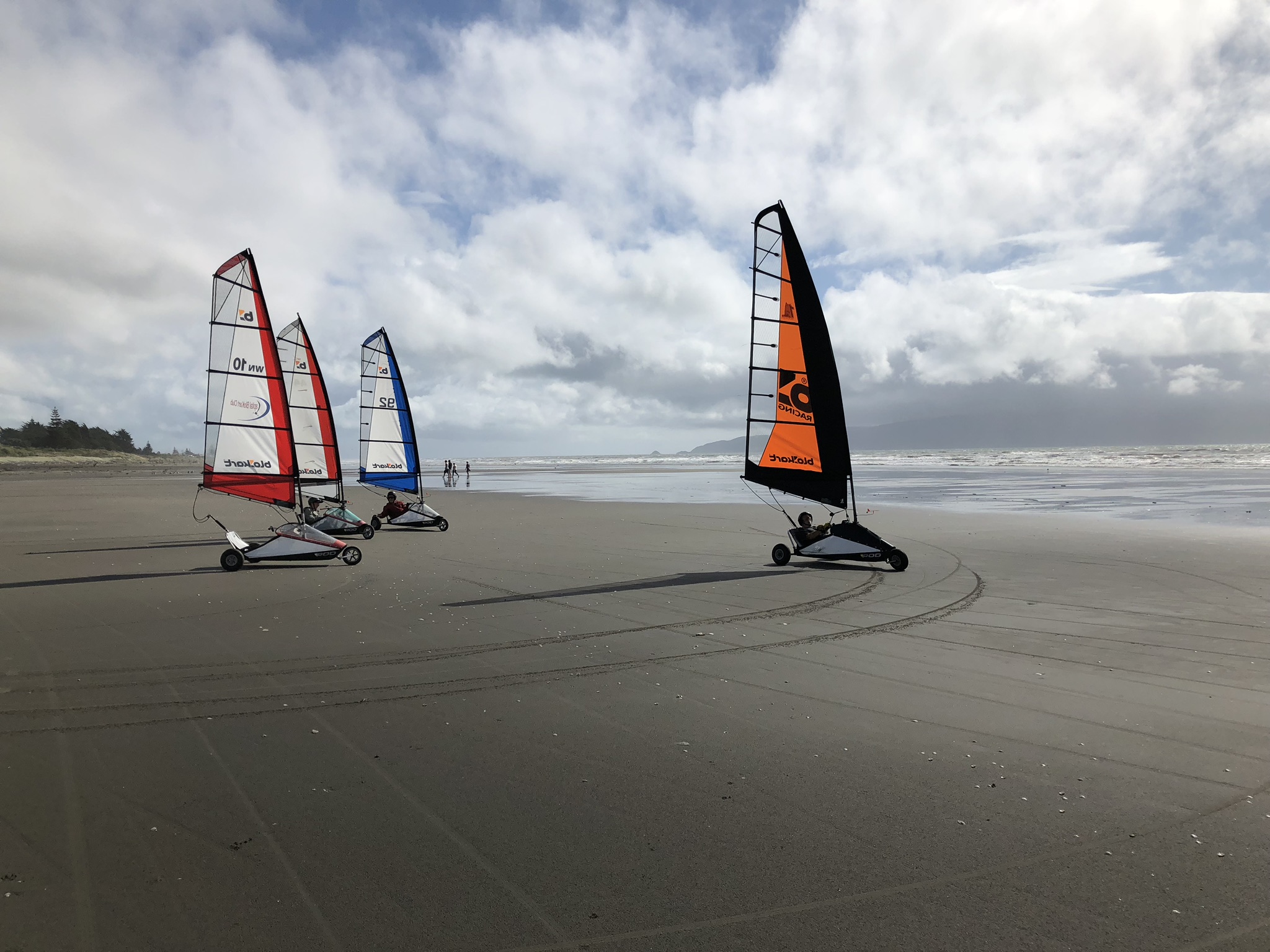 blokarts at Waikanae Beach